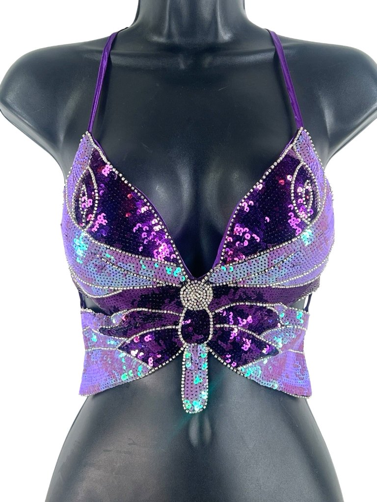 Vtg Y2k 90's Rue21 Sequin Butterfly Top Mermaid Fairycore One Sz